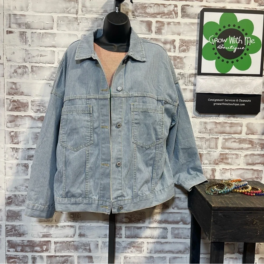 Striped Denim Jacket Womens large